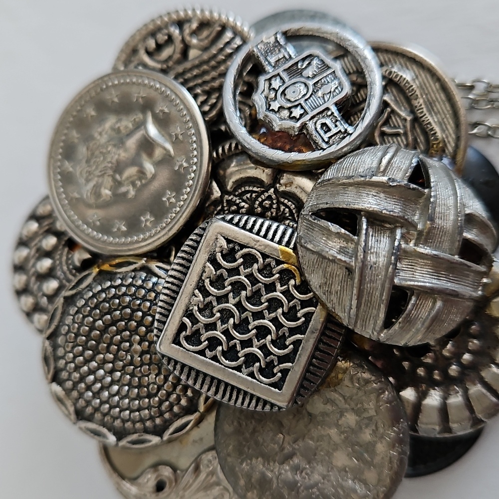 Silvertone Decorative Multi Button 2 1/2"Dia. Bro… - image 3